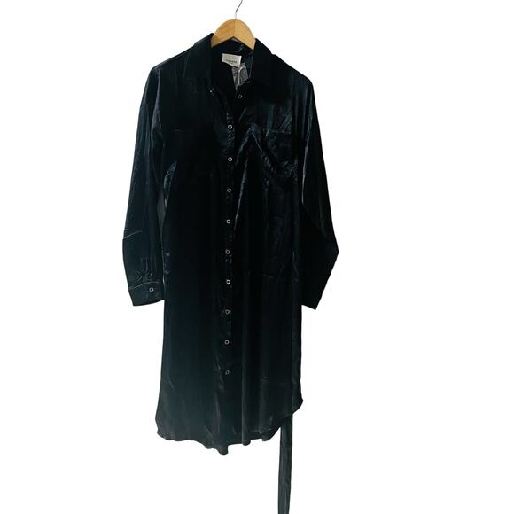Andree By Unit Metallic Long Sleeve Shirt Dress Size S Small NWT Black - Picture 8 of 8